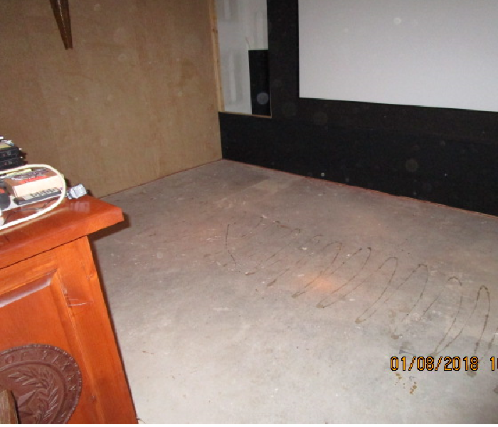 theater room dried and with carpeting removed