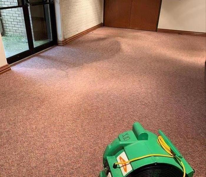 wet commercial carpet in hallway